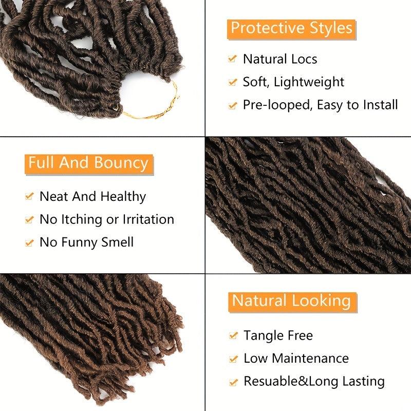 44 Cm 2-Tone Faux Locs Crochet Hair Extensions 21 Strands Natural Pre-Looped