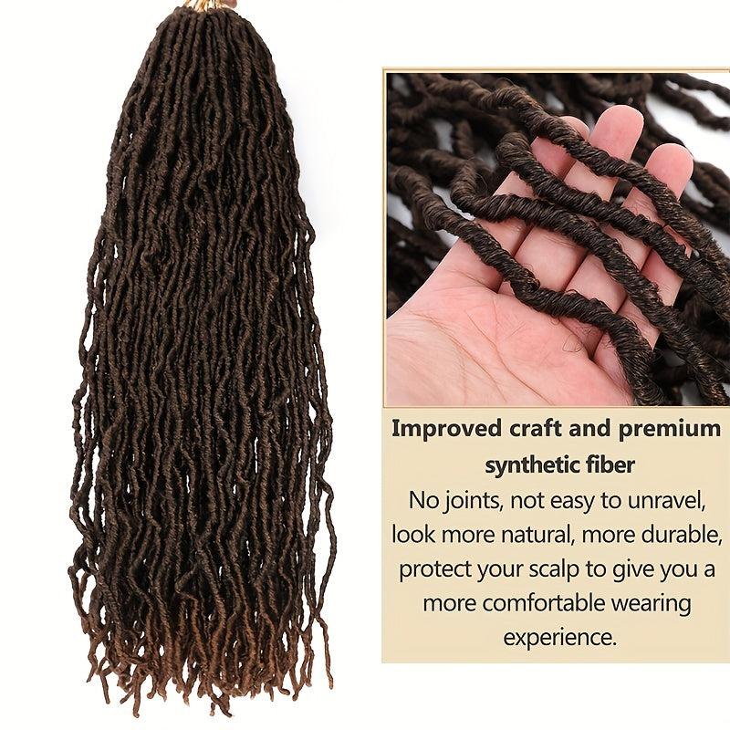 44 Cm 2-Tone Faux Locs Crochet Hair Extensions 21 Strands Natural Pre-Looped