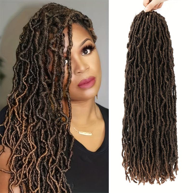 44 Cm 2-Tone Faux Locs Crochet Hair Extensions 21 Strands Natural Pre-Looped