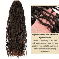 44 Cm 2-Tone Faux Locs Crochet Hair Extensions 21 Strands Natural Pre-Looped