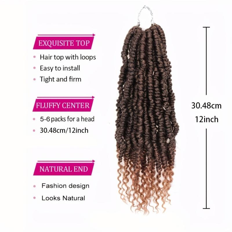 6 Pk 30 48 Cm Bomb Twist Crochet Hair Extensions Pre looped Mini Passion Twist