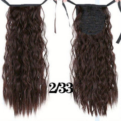 Long Curly Hair Extensions With Hair Ties Wrap Around Ponytail Extensions