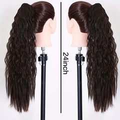 Long Curly Hair Extensions With Hair Ties Wrap Around Ponytail Extensions