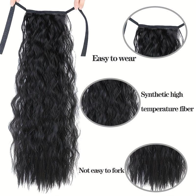 Long Curly Hair Extensions With Hair Ties Wrap Around Ponytail Extensions