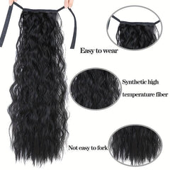 Long Curly Hair Extensions With Hair Ties Wrap Around Ponytail Extensions