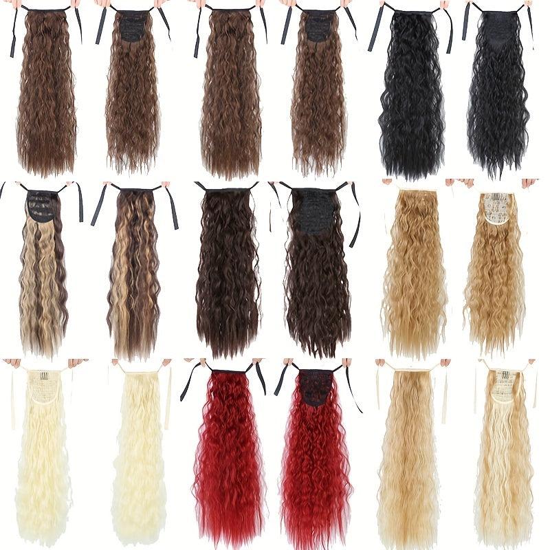 Long Curly Hair Extensions With Hair Ties Wrap Around Ponytail Extensions