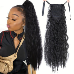 Long Curly Hair Extensions With Hair Ties Wrap Around Ponytail Extensions