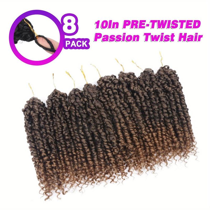 8 Pack Pre-twisted Passion Twist Crochet Hair Extensions Ombre Crochet Braids