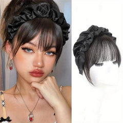 Heat Resistant Clip In Bangs with Hairband Synthetic Hairpiece