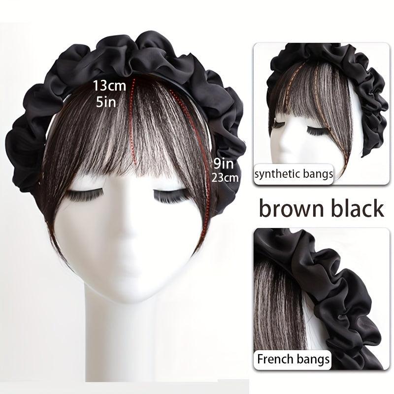 Heat Resistant Clip In Bangs with Hairband Synthetic Hairpiece