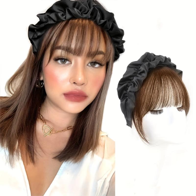 Heat Resistant Clip In Bangs with Hairband Synthetic Hairpiece