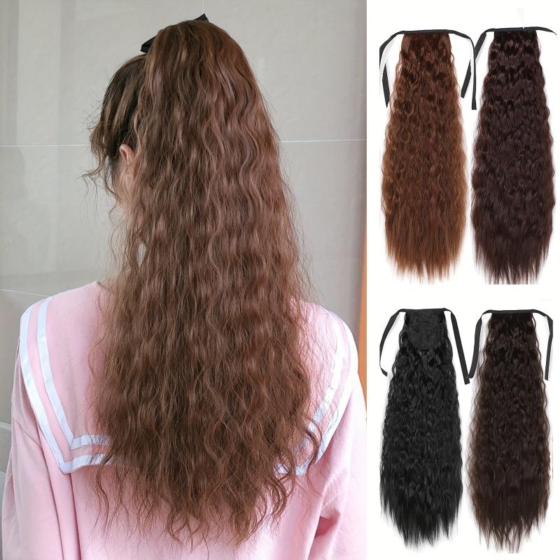 55-88cm Long Curly Ponytail Extensions Kinky Synthetic Hair Tied Ponytail