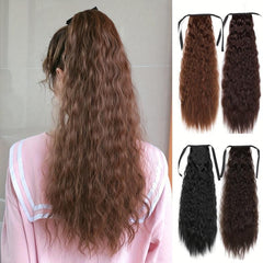 55-88cm Long Curly Ponytail Extensions Kinky Synthetic Hair Tied Ponytail