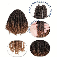 8 Pack 25 4 Cm Synthetic Pre-twisted Passion Twist Crochet Hair Extensions