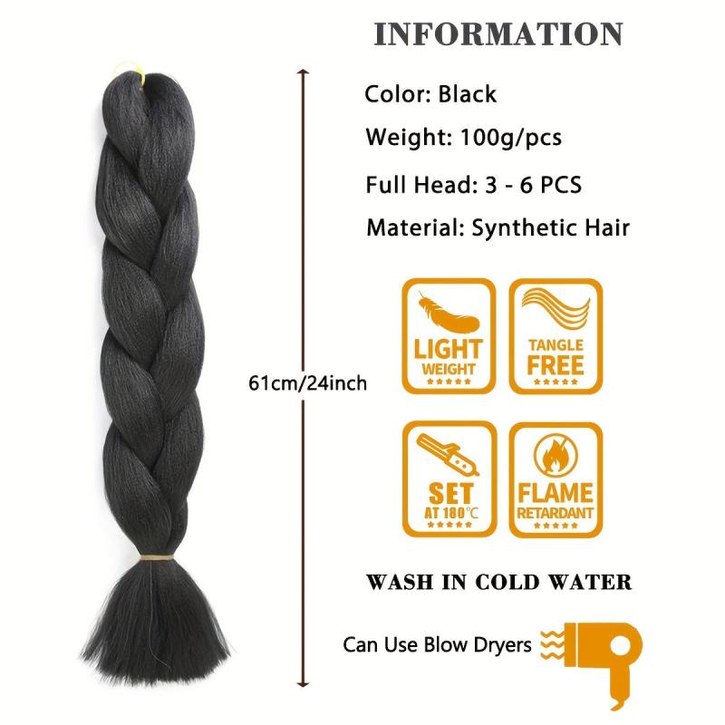 3pcs 60 96 Cm Jumbo Braids Synthetic Hair Extensions for Women