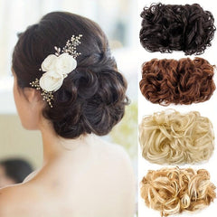 Wavy Donut Chignon Hair Extension Messy Updo for Women and Girls