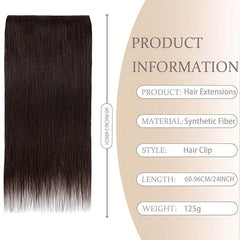 5 Clips Straight Hair Extensions, 60cm Synthetic Fiber Hair Pieces