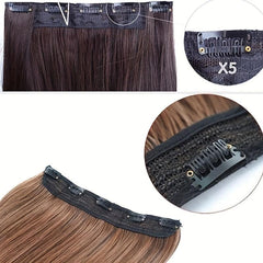 5 Clips Straight Hair Extensions, 60cm Synthetic Fiber Hair Pieces