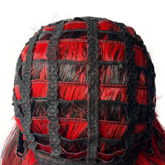 Red Highlight Long Wig with Bangs 2 Pigtails Synthetic Cosplay Wig