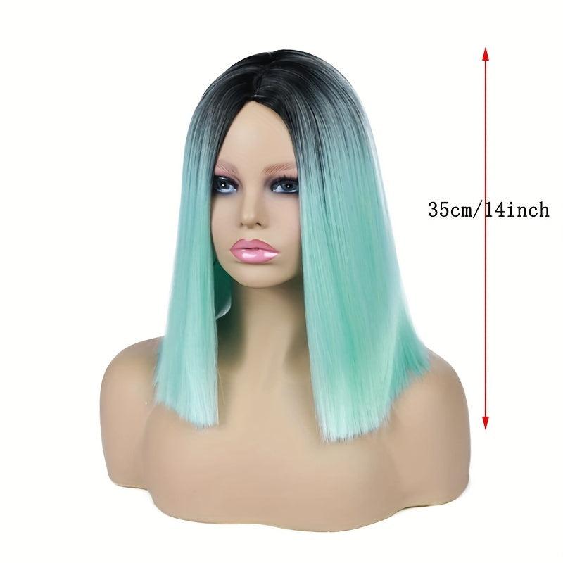 Ombre 35 56 Cm Straight Bob Cut Hair Wigs Dark Root Middle Part Hair Wigs