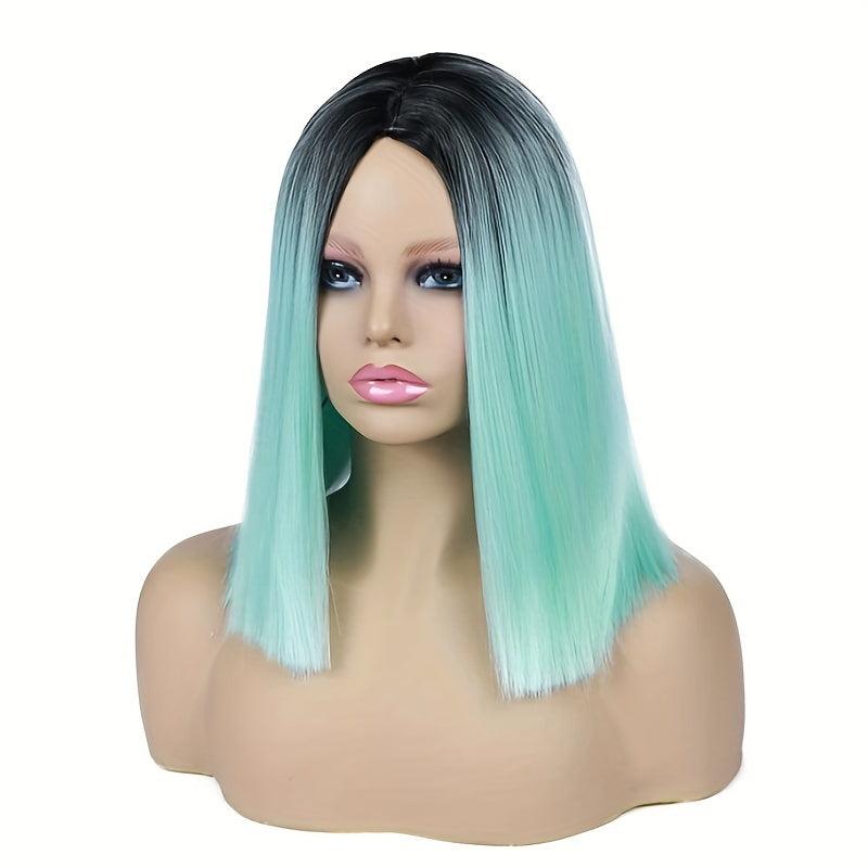 Ombre 35 56 Cm Straight Bob Cut Hair Wigs Dark Root Middle Part Hair Wigs