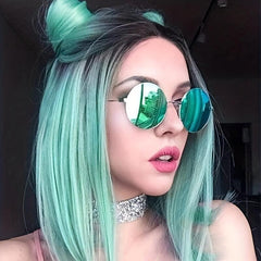 Ombre 35 56 Cm Straight Bob Cut Hair Wigs Dark Root Middle Part Hair Wigs