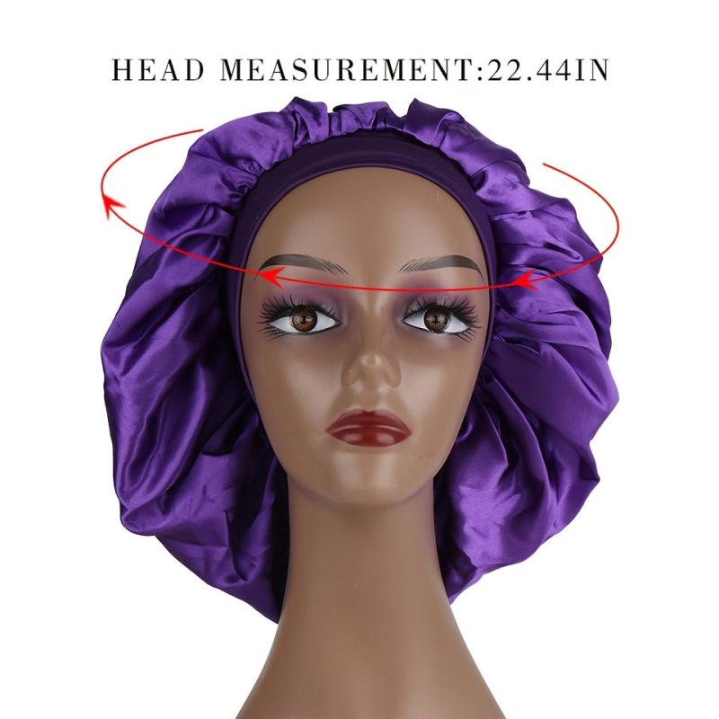 Double Layer Satin Bonnet Wide Band Soft Night Cap for Sleeping