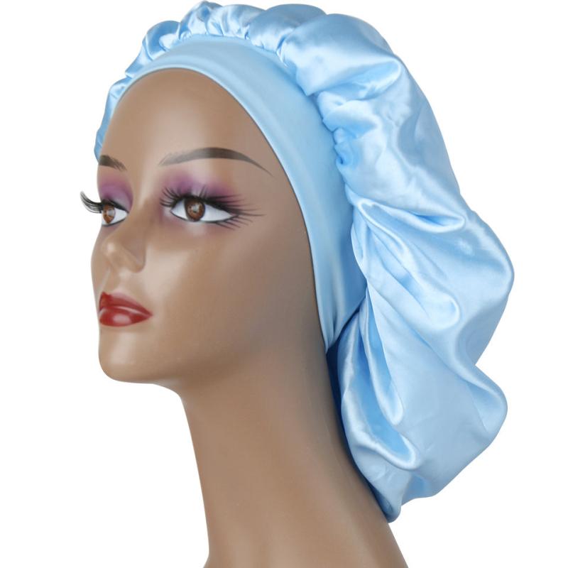 Double Layer Satin Bonnet Wide Band Soft Night Cap for Sleeping
