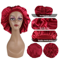 Double Layer Satin Bonnet Wide Band Soft Night Cap for Sleeping