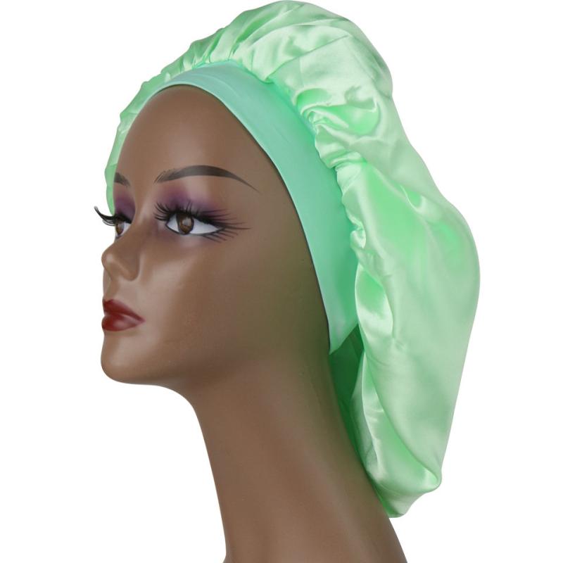 Double Layer Satin Bonnet Wide Band Soft Night Cap for Sleeping