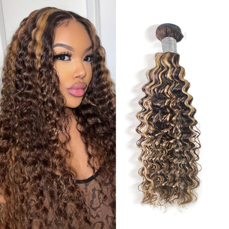 4 27 Ombre Highlight Brown Brazilian Virgin Human Hair 3 Bundles