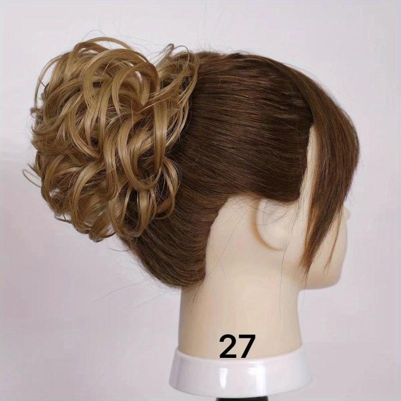 Messy Curly Hair Bun Wavy Updo Hairpieces Synthetic Scrunchies