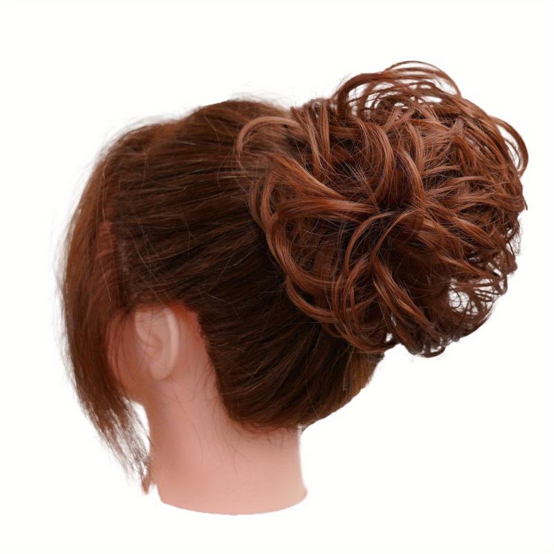 Messy Curly Hair Bun Wavy Updo Hairpieces Synthetic Scrunchies