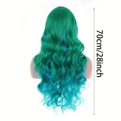 Colorful Long Curly Wavy Wig With Bangs Synthetic Wig Beginners Friendly
