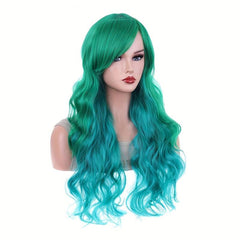 Colorful Long Curly Wavy Wig With Bangs Synthetic Wig Beginners Friendly