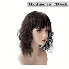 Curly Wavy Synthetic Hairpieces Topper Natural Brown 18 14 Inch