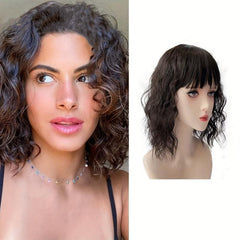 Curly Wavy Synthetic Hairpieces Topper Natural Brown 18 14 Inch