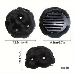 Women's Rhinestone Clip In Hair Bun Chignon Updo Hairpiece
