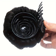 Women's Rhinestone Clip In Hair Bun Chignon Updo Hairpiece