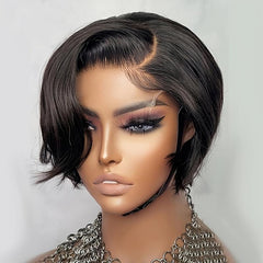 Short Human Hair Pixie Cut Lace Front Wig