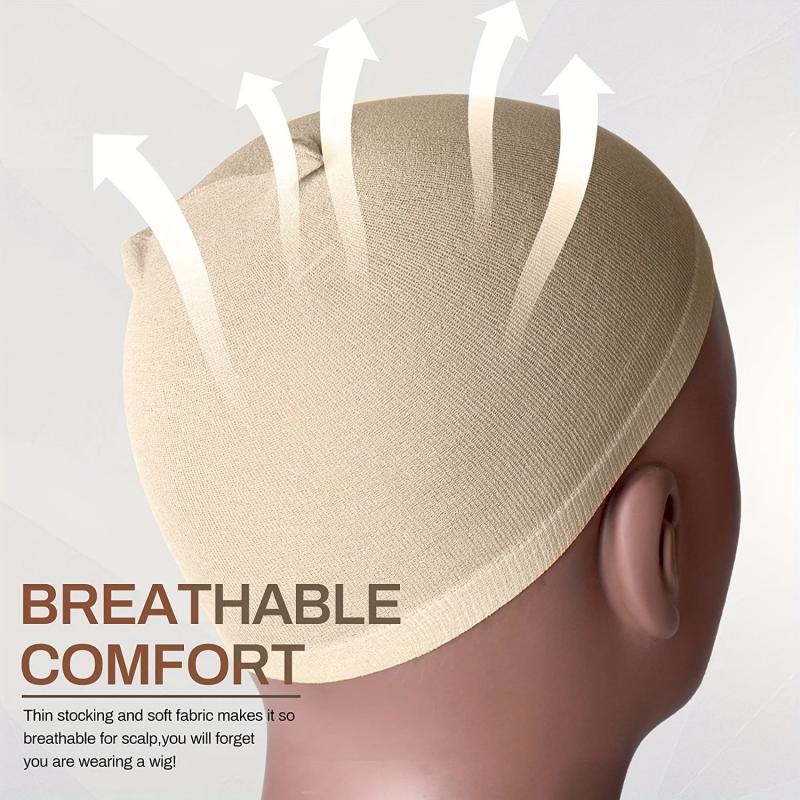 2pcs Nude Wig Caps Stretchy Nylon Beige Stocking Caps For Wigs