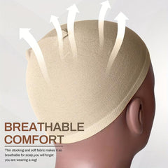2pcs Nude Wig Caps Stretchy Nylon Beige Stocking Caps For Wigs