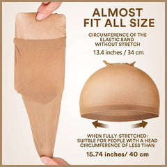 2pcs Nude Wig Caps Stretchy Nylon Beige Stocking Caps For Wigs