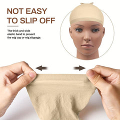 2pcs Nude Wig Caps Stretchy Nylon Beige Stocking Caps For Wigs