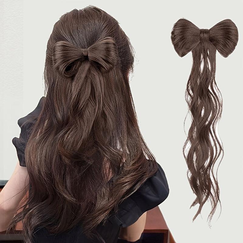 Bowknot Hair Bun Claw Clip Extensions for Daily Use