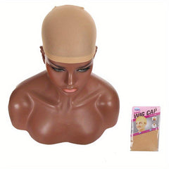 2Pcs Wig Caps Stocking Cap Hairnets Beige For Long Hair Wigs + Stocking Wig Cap