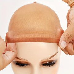 2Pcs Wig Caps Stocking Cap Hairnets Beige For Long Hair Wigs + Stocking Wig Cap