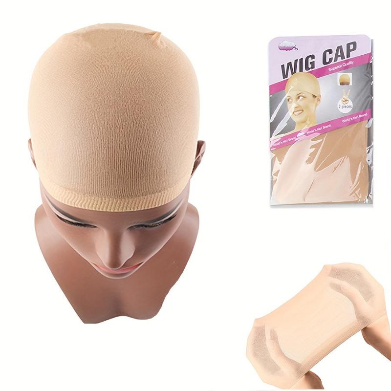 2Pcs Wig Caps Stocking Cap Hairnets Beige For Long Hair Wigs + Stocking Wig Cap