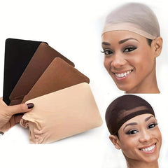 2Pcs Wig Caps Stocking Cap Hairnets Beige For Long Hair Wigs + Stocking Wig Cap