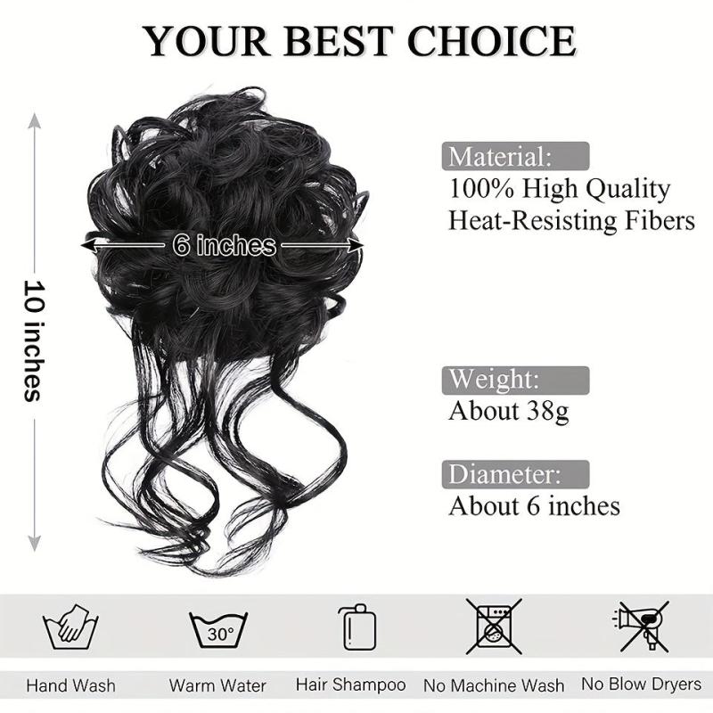 Messy Curly Hair Bun Updo Extension for Women Girls